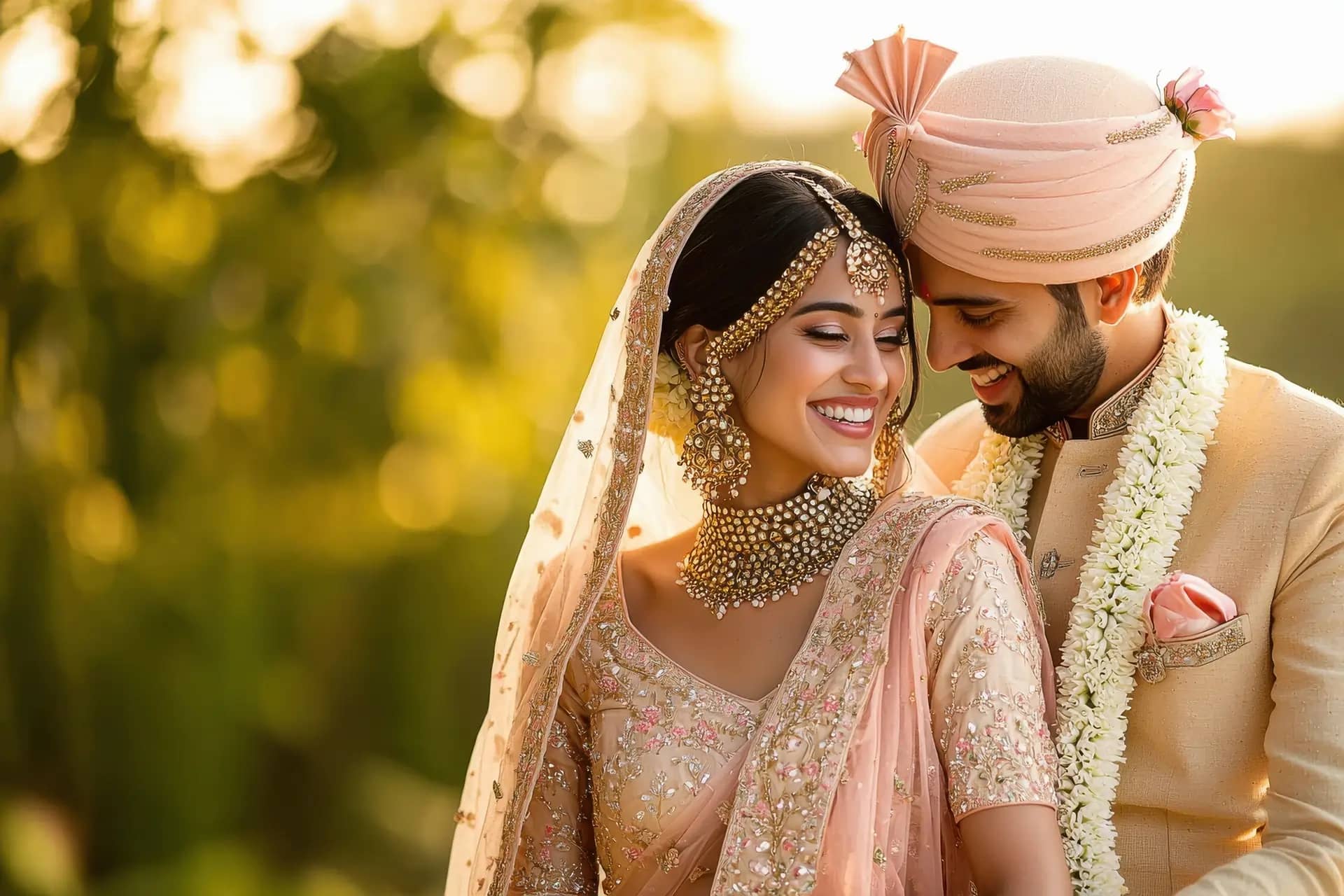 Indian bride and groom